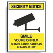 Brady Security Notice Smile Youre On Film Sign - Self Adhesive
