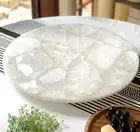 24" White Quartz Stone Center Sofa Coffee Table Crystal Healing Gemstone Decors