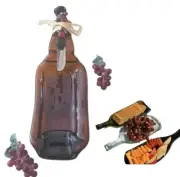 Artisan Melted Glass Bottle Cheese Appetizer Serving Tray & Spreader Knife