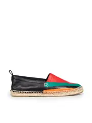 Striped Pattern Leather Espadrilles