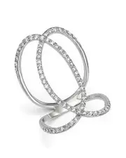 Diamond Crossover Statement Ring in 14K White Gold, .75 ct. t. w.