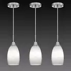 Mini Glass Pendant Light 4.72" White Glass Pendant Lights 3-Pack Handblown White