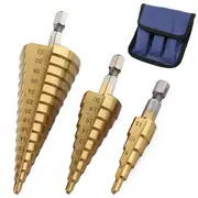 3pcs Large HSS Steel Step Cone Drill Titanium Bit Set Hole Cutter 4-12/20/32mm