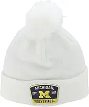 ZHATS Standard NCAA Officially Licensed Pom Beanie Patch Switchback White