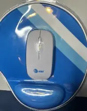 AT&T White Mouse and Mouse Pad Set Connects To USB