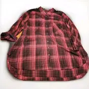 NWT Lane Bryant Plaid With Lace Plus Size 26/28 Hidden Button Down Up Blouse