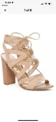 Sam Edelman Yardley Suede Gladiator Heels Size 6.5 Sandals Lace Up Tan Camel
