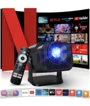 4K Projector with Wifi and Bluetooth, 1080P Native Mini Portable Projector.