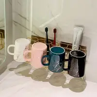 在飛比找momo購物網優惠-【居家收納】歐風典雅四人電動牙刷架 陶瓷杯 無痕免打孔 壁掛