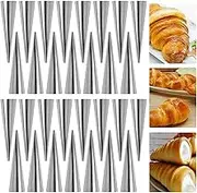 PINGEUI 50 Pack Cream Horn Molds, 4.7 Inch Cannoli Forms Tubes Kits, Non-Stick Stainless Steel Cone Shaped Mold for Mousse, Jelly, Croissant, Chocolate
