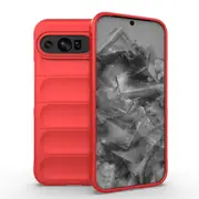 For Google Pixel 9 Pro XL 5G Case, Wavy Durable TPU Flannel Cover, Red