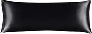 BEDELITE Satin Body Pillow Cover, Super Soft and Cooling Body Pillow Pillowcase for Hair and Skin, Breathable Silky Full Long Pillowcase Cover(20"x54", Black)