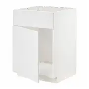 METOD base cabinet f sink w door/front, white/Stensund white, 60x60x80 cm