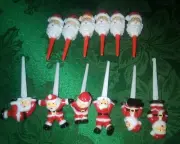 TWELVE CUPCAKE PICKS- SANTA HEAD AND SANTA FULL FIGURE