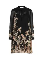 Zimmermann Natura Floral-print Chiffon Mini Dress - Black - 1 (UK 10 / S) 1 (UK 10 / S)