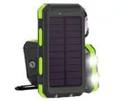 TODO 8000Mah Solar Power Bank Mobile Phone Usb Iphone Charger Led Torch - Black Green