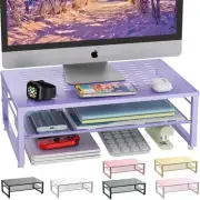 2-Tier Metal Monitor Stand Riser, Office Desk Storage Organizer for Computer ...