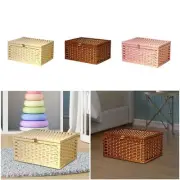 Storage Basket with Lid Organizer Case Handwoven Shelf Basket Bin Hamper Box for