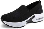 [Rushine] Womens Walking Shoes - Sock Sneakers Knit Upper Non Slip Shoes Breathable Lightweight Mesh Platform Air Cushion Athletic Shoes