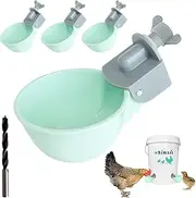 Automatic Chicken Waterer Cups - Anti-Leak System, Holds 50% More Water, Suitable for Chicks, Duck, Quail, Turkey (Green, 4 Cups)