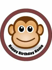 Monkey Face Edible Cake Toppers Wafer Cake & Cupcake Animal Decoration (3 Sizes)