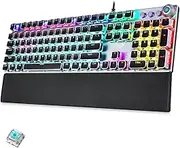 AULA F2088 Mechanical Gaming Keyboard,Clicky Blue Switches,Rainbow LED Backlit,Volume Controls,Removable Wrist Rest,Punk Cool Square Keys,Macro Programmable Wired Computer Keyboard