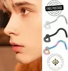 Heart Hook Nose Ring Stud Piercing Body 20G Ear Jewellery TITANIUM Spiral Screw