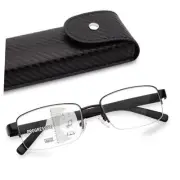 Progressive Multifocus Reading Glasses for Men Blue Light Blocking Black 1.5 x