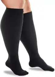 Wide Calf Compression Socks Plus Size for Women and Men (Black,Size：XL)