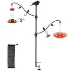 Bird Feeder Hanger with 2 Adjustable Hooks and Clamp for Deck Railing Porch