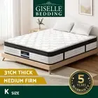 Giselle Bedding 31cm Mattress Euro Top Bed Pocket Spring Medium Firm King
