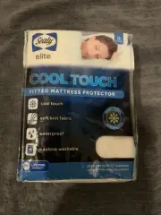 NEW Sealy Fitted Elite Cool Touch Breathable Cooling Mattress Pad- Queen White
