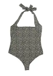 Free People Floral Talk Back Collection Sleeveless Halter Top Thong Bodysuit NWT