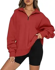 [Generic] Beach Tops for Women's Tops for Womens Oversized Half Zip Pullover Long Sleeve Sweatshirt Quarter Zip Hoodie Sweater Teen Girls Fall Blouse Clothes