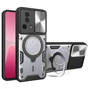 For Xiaomi 13 Lite/Civi 2 5G PC+TPU Shockproof Cover with Slide Camera Lid Ring Kickstand Phone Case