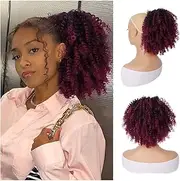 Hairpiece Afro Puff Hair Bun Hairpiece for Black Women Synthetic Kinky Curly Drawstring Ponytail Extension Daily Use(1B-BUG)