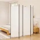 4 Panel White Fabric Room Divider 200x200 cm Privacy Screen Folding Partition