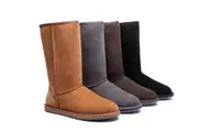 AUSTRALIAN SHEPHERD® UGG Boots Double Face Sheepskin Wool Tall Classic - Grey / AU Ladies 4 / AU Men 2 / EU 35