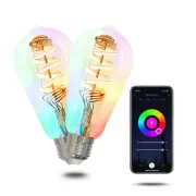 MOES WiFi Smart ST64 Edison LED Light Bulb ST21 2700-6500K CW&RGB Dimmable 2Pack