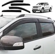 Weather Shields for Ford Ranger Accessories PX1 PX2 PX3 2011-2022 Dual Cab, PX Weathershields Window Visors Wind Deflectors Sun Rain Guard Shield, Smoke Black 4PCS