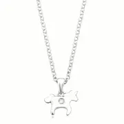 My First Diamond Kids Sterling Silver Round Brilliant Cut Diamond Set Horse Necklace