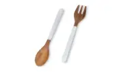 Thirstystone White Dipped Wooden Salad Servers - Gold, White