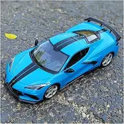Die-cast 1:18 2020 for Corvette C8 Sportscar Simulated Alloy Car Model Static Die-cast Miniature Vehicle Model Exquisite Collection Miniature Vehicle(Blue)