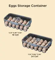 Joybos® Refrigerator Organizer Bins Superior Food Storage Container with Freshness Timer Lid GREY/EGG 24 CELL