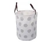 Canvas Handbag Laundry Basket Storage Bag W/ Leather Handles (#5 Silver Dots)