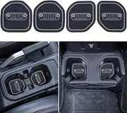 PIMCAR Cup Holder Insert for 2018-2024 Wrangler JL/JLU & 2020-2024 Gladiator JT Cup Coasters Mat Interior Accessories - Gray (4Pcs Kit) (for deep Rear Cup Holders)