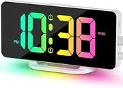 Newest Digital Alarm Clock with 11 Colors & Dynamic RGB Display, Snooze Day of The Week, Auto Dimming, AM/PM 12/24Hr Clock, Bedside Clock for School Kids Bedroom Office
