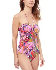 Profile by Gottex Tropikaia Tie Front Tummy Control One Piece Swimsuit