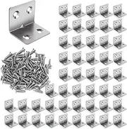 [UESDU] Corner Brackets for Wood, 50PCS Angle Brackets 30mm Heavy Duty L Shaped Brackets Metal Corner Fastener Brace with 200 Screws for Furniture Shelf Fixing