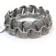 New DAVID YURMAN Ladies Sterling Silver 25mm Origami Link Bracelet Medium/Large